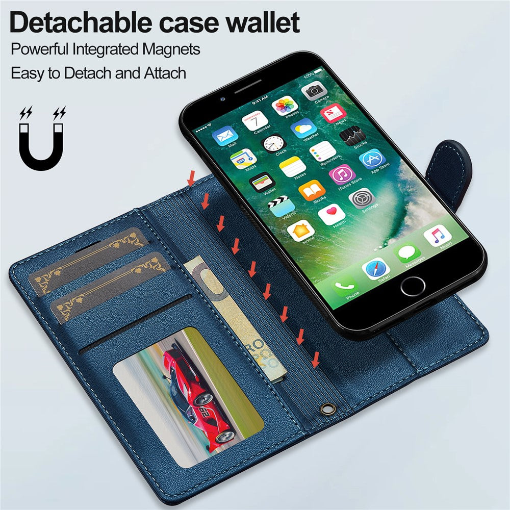 LC.IMEEKE L2-serien til iPhone SE (2022) / SE (2020) / 8 / 7 etui PU-læderpung aftageligt magnetisk telefoncover