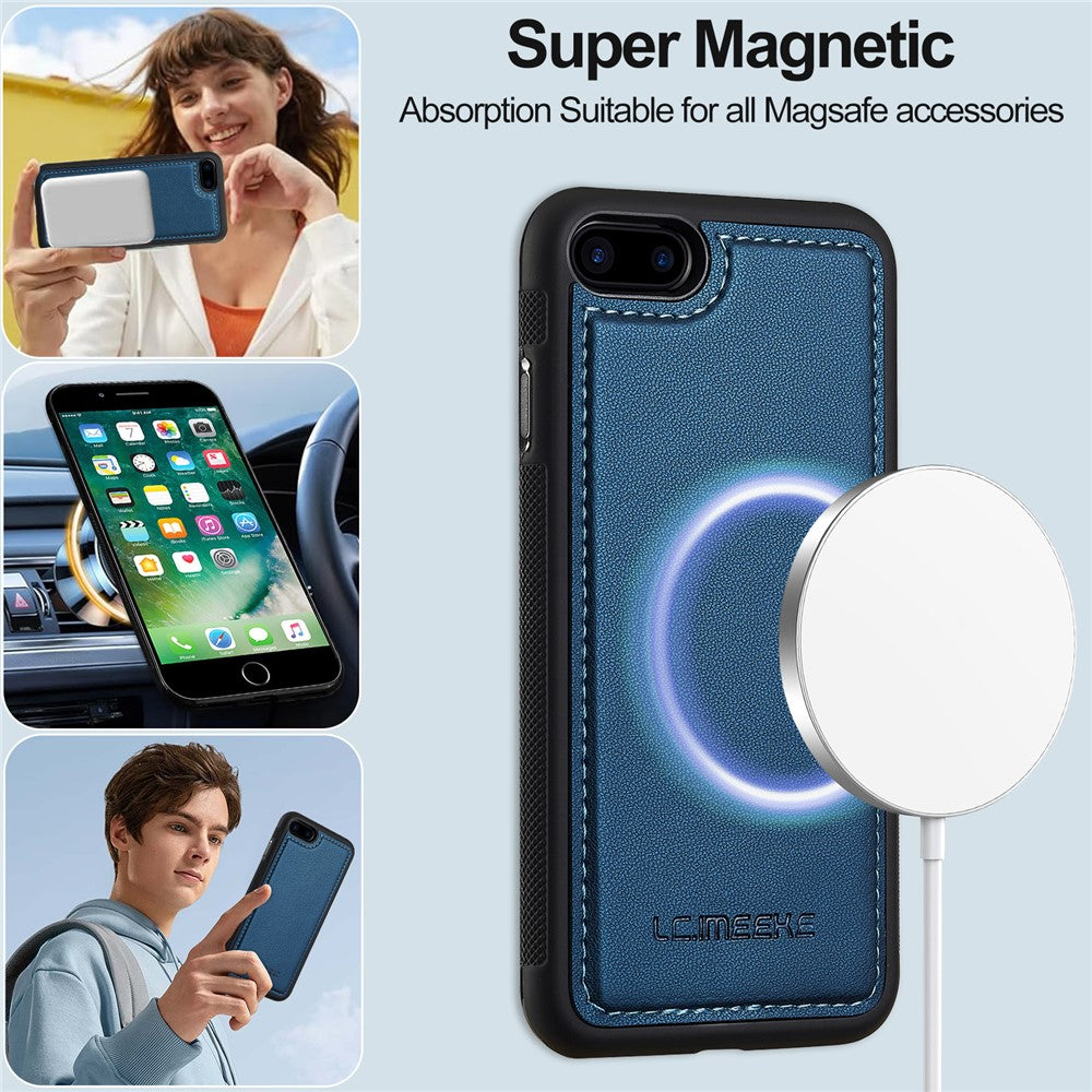 LC.IMEEKE L2-serien til iPhone SE (2022) / SE (2020) / 8 / 7 etui PU-læderpung aftageligt magnetisk telefoncover
