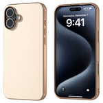 For iPhone 16 Plus Case Electroplating Edge PU Leather Coated TPU+PC Phone Cover