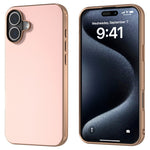 For iPhone 16 Plus Case Electroplating Edge PU Leather Coated TPU+PC Phone Cover