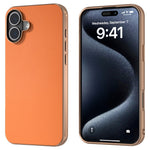 For iPhone 16 Plus Case Electroplating Edge PU Leather Coated TPU+PC Phone Cover