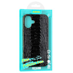 ABEEL For iPhone 16 Case Electroplating Edge Crocodile Texture Genuine Cow Leather+TPU+PC Phone Cover