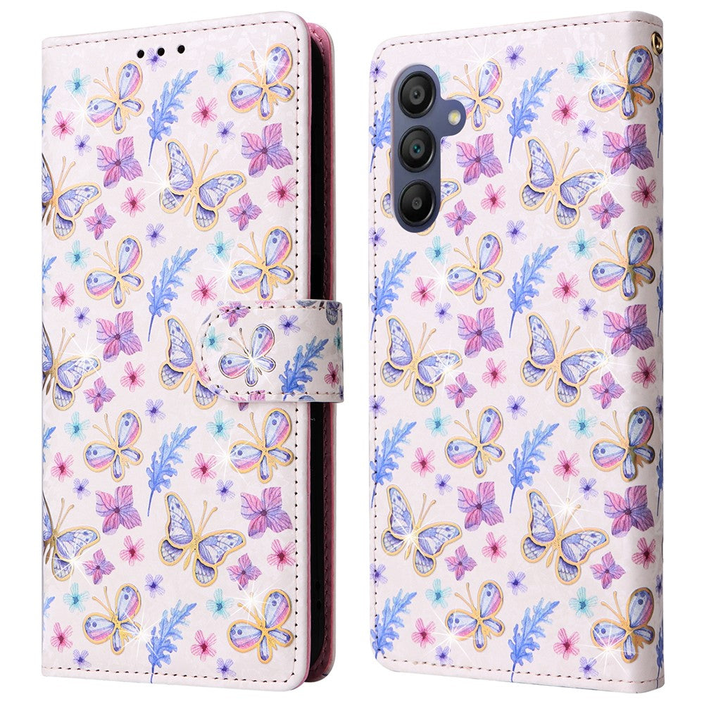 Samsung Galaxy A16 5G / A16 4G-skal RFID-blockerande läderfodral med blomma