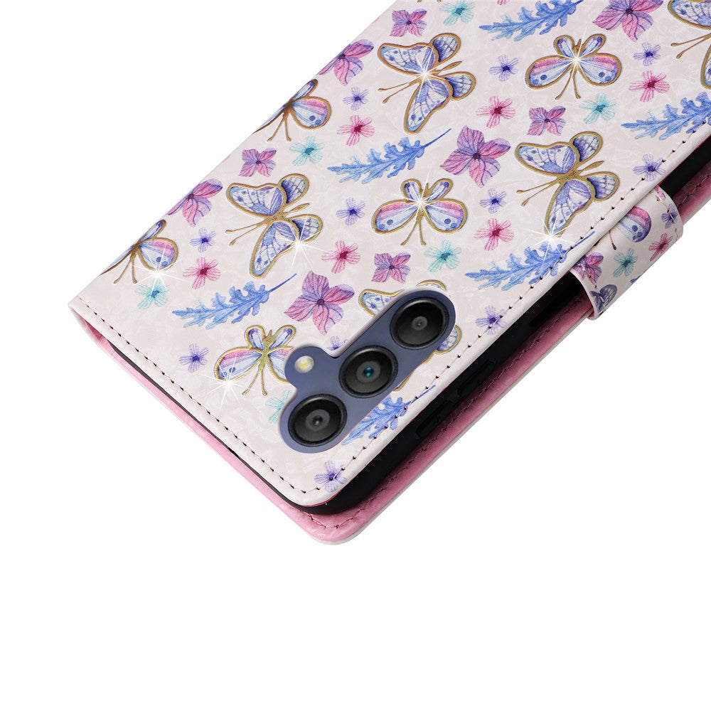 Samsung Galaxy A16 5G / A16 4G-skal RFID-blockerande läderfodral med blomma