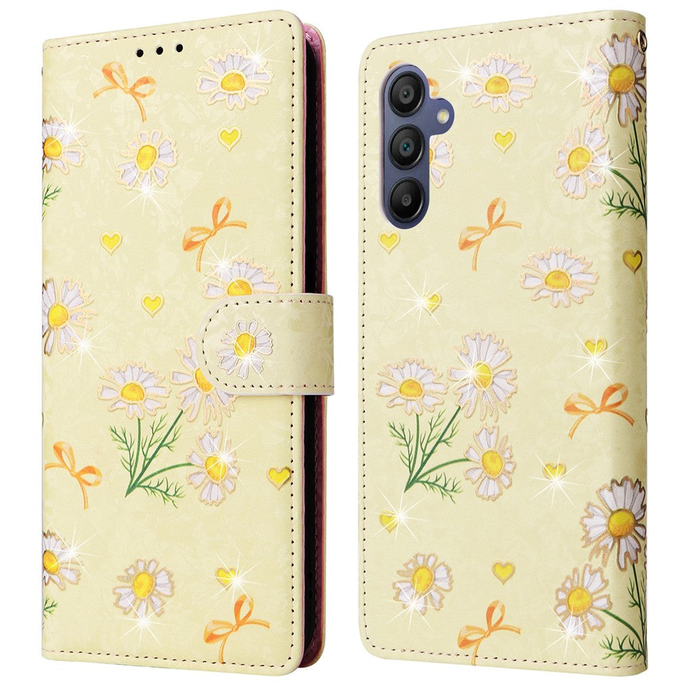Samsung Galaxy A16 5G / A16 4G-skal RFID-blockerande läderfodral med blomma