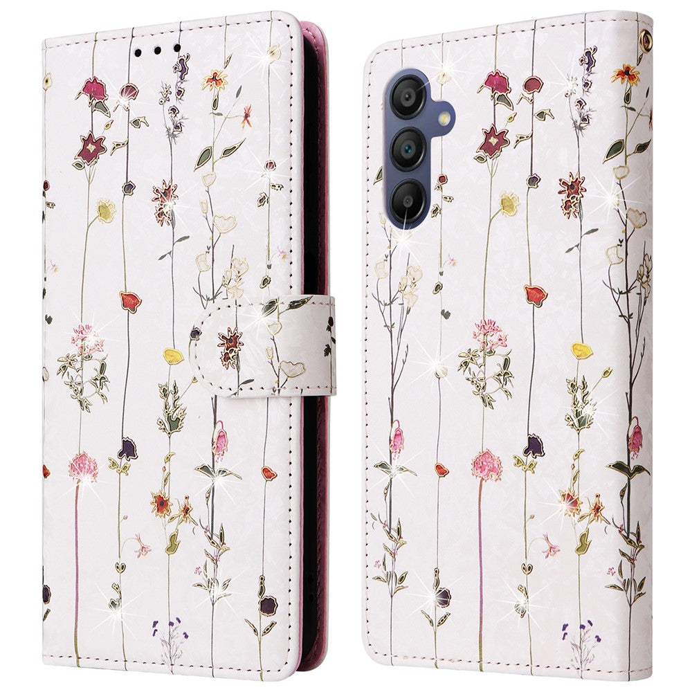 Samsung Galaxy A16 5G / A16 4G-skal RFID-blockerande läderfodral med blomma