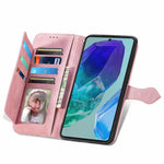 Til Samsung Galaxy A16 5G / A16 4G Lynlås Pung Cover med Rem Blomsterpræget PU Læder Telefon Cover
