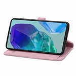 Til Samsung Galaxy A16 5G / A16 4G Lynlås Pung Cover med Rem Blomsterpræget PU Læder Telefon Cover