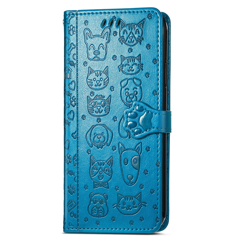 Til Samsung Galaxy A16 5G / A16 4G Læderpung Etui Flip Telefoncover med sødt katte- og hundemønster