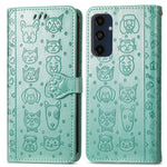 Til Samsung Galaxy A16 5G / A16 4G Læderpung Etui Flip Telefoncover med sødt katte- og hundemønster
