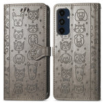 Til Samsung Galaxy A16 5G / A16 4G Læderpung Etui Flip Telefoncover med sødt katte- og hundemønster
