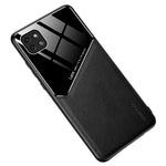 For Samsung Galaxy A22 5G (EU Version) Textured PU Leather Coated TPU + PC Anti-scratch Case Phone Back Cover with Built-in Metal Sheet