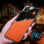 For Samsung Galaxy A22 5G (EU Version) Textured PU Leather Coated TPU + PC Anti-scratch Case Phone Back Cover with Built-in Metal Sheet