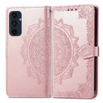 Samsung Galaxy A16 5G / A16 4G-skal, läderplånbok med mandala-präglad design
