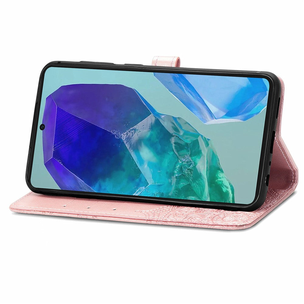Samsung Galaxy A16 5G / A16 4G-skal, läderplånbok med mandala-präglad design