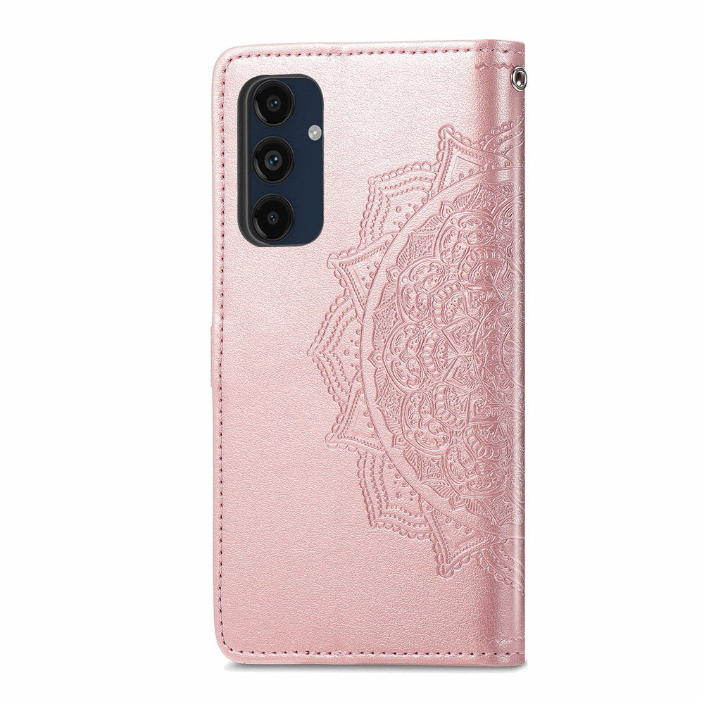 Samsung Galaxy A16 5G / A16 4G-skal, läderplånbok med mandala-präglad design