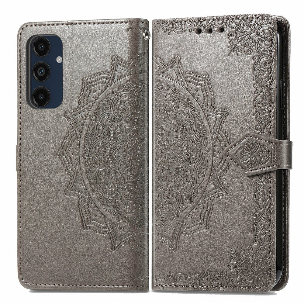Samsung Galaxy A16 5G / A16 4G-skal, läderplånbok med mandala-präglad design
