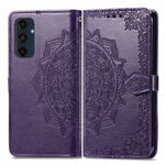 Samsung Galaxy A16 5G / A16 4G-skal, läderplånbok med mandala-präglad design