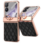 For Xiaomi Mix Flip 5G Case Ring Holder Rhinestone Leather+PC Cover with Rear Screen Film