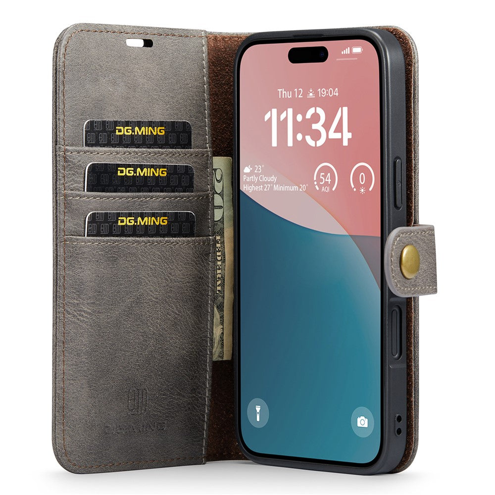DG.MING til iPhone 16 Cover Aftageligt Splitlæder Telefoncover