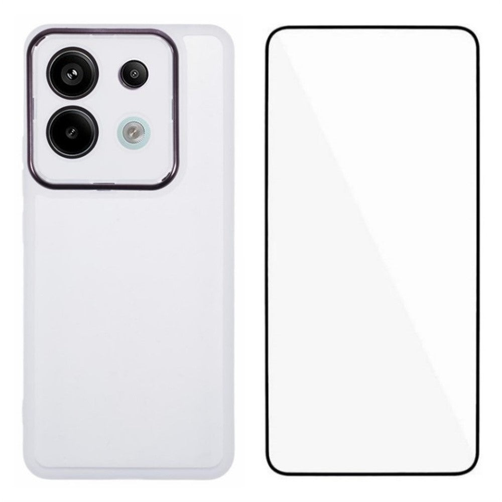 WANLONFENG DKSM-serien för Xiaomi Poco X6 5G / Redmi Note 13 Pro 5G TPU-skal med elektropläterad ram och härdat glas