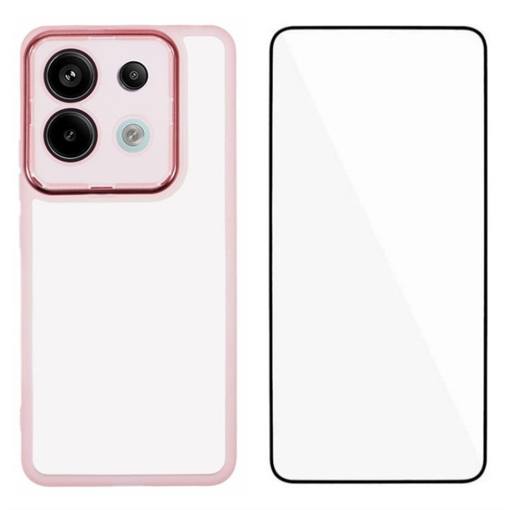 WANLONFENG DKSM-serien för Xiaomi Poco X6 5G / Redmi Note 13 Pro 5G TPU-skal med elektropläterad ram och härdat glas