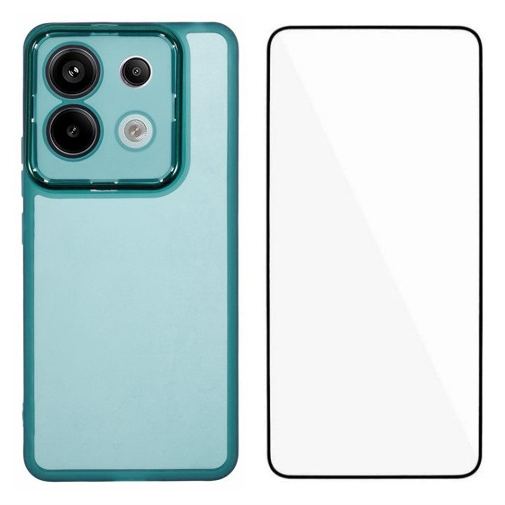 WANLONFENG DKSM-serien för Xiaomi Poco X6 5G / Redmi Note 13 Pro 5G TPU-skal med elektropläterad ram och härdat glas