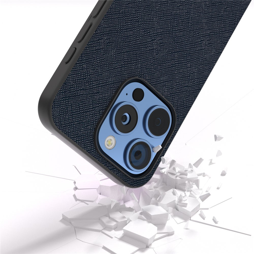 ABEEL For iPhone 16 Pro Case Cross Texture Genuine Cow Leather Hybrid Phone Case