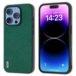 ABEEL For iPhone 16 Pro Case Cross Texture Genuine Cow Leather Hybrid Phone Case