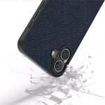ABEEL For iPhone 16 Case Cross Texture Genuine Cow Leather Hybrid Phone Case