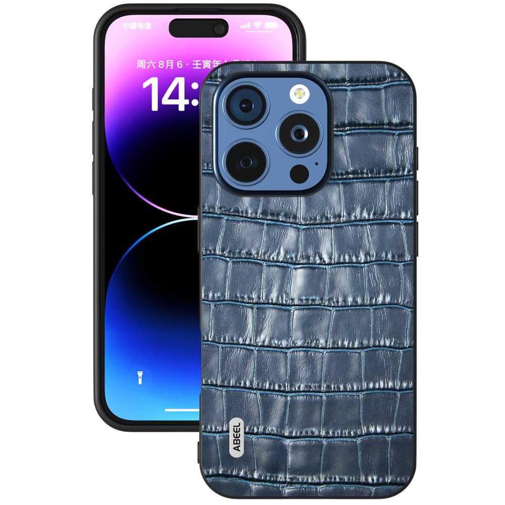 ABEEL For iPhone 16 Pro Max Cases Genuine Cow Leather+PC+TPU Drop-Proof Cell Phone Cover