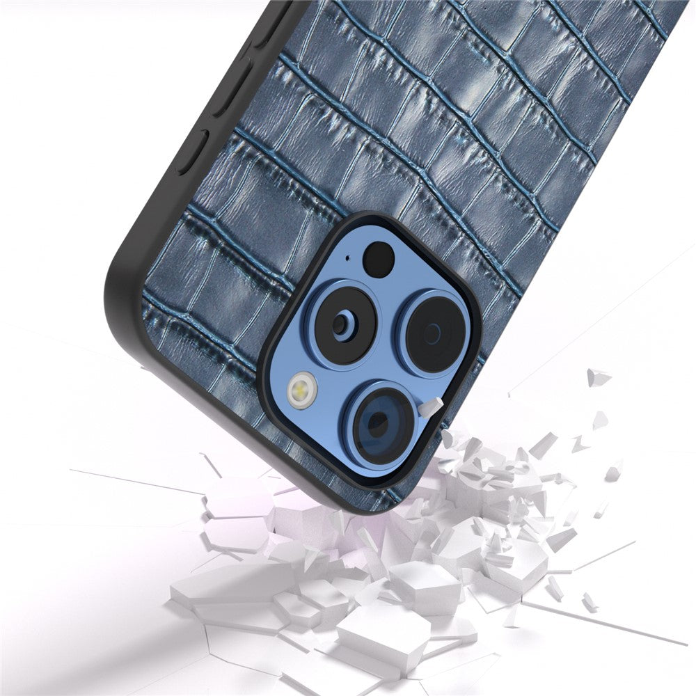 ABEEL For iPhone 16 Pro Cases Genuine Cow Leather+PC+TPU Drop-Proof Cell Phone Cover
