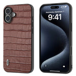 ABEEL For iPhone 16 Cases Genuine Cow Leather+PC+TPU Drop-Proof Cell Phone Cover