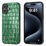 ABEEL For iPhone 16 Cases Genuine Cow Leather+PC+TPU Drop-Proof Cell Phone Cover