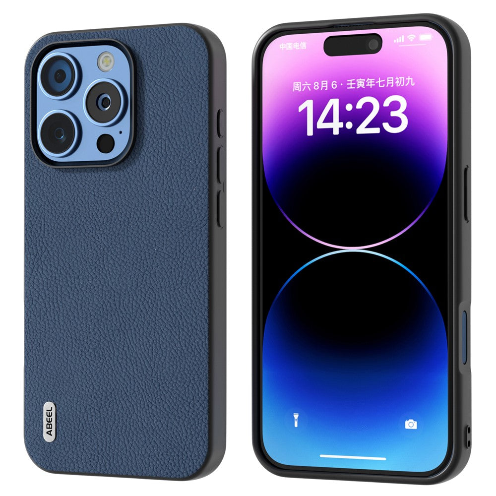 ABEEL For iPhone 16 Pro Max Cases Genuine Cow Leather+PC+TPU Phone Cover