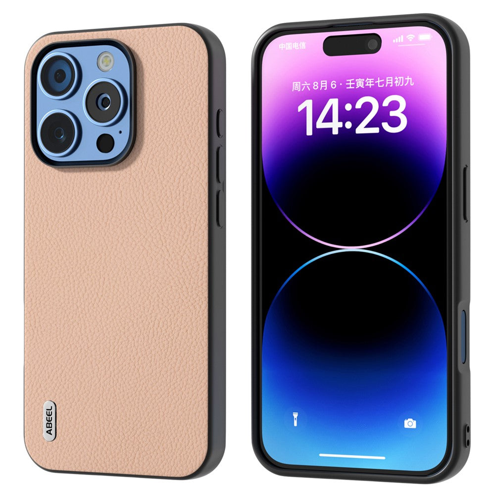 ABEEL For iPhone 16 Pro Max Cases Genuine Cow Leather+PC+TPU Phone Cover