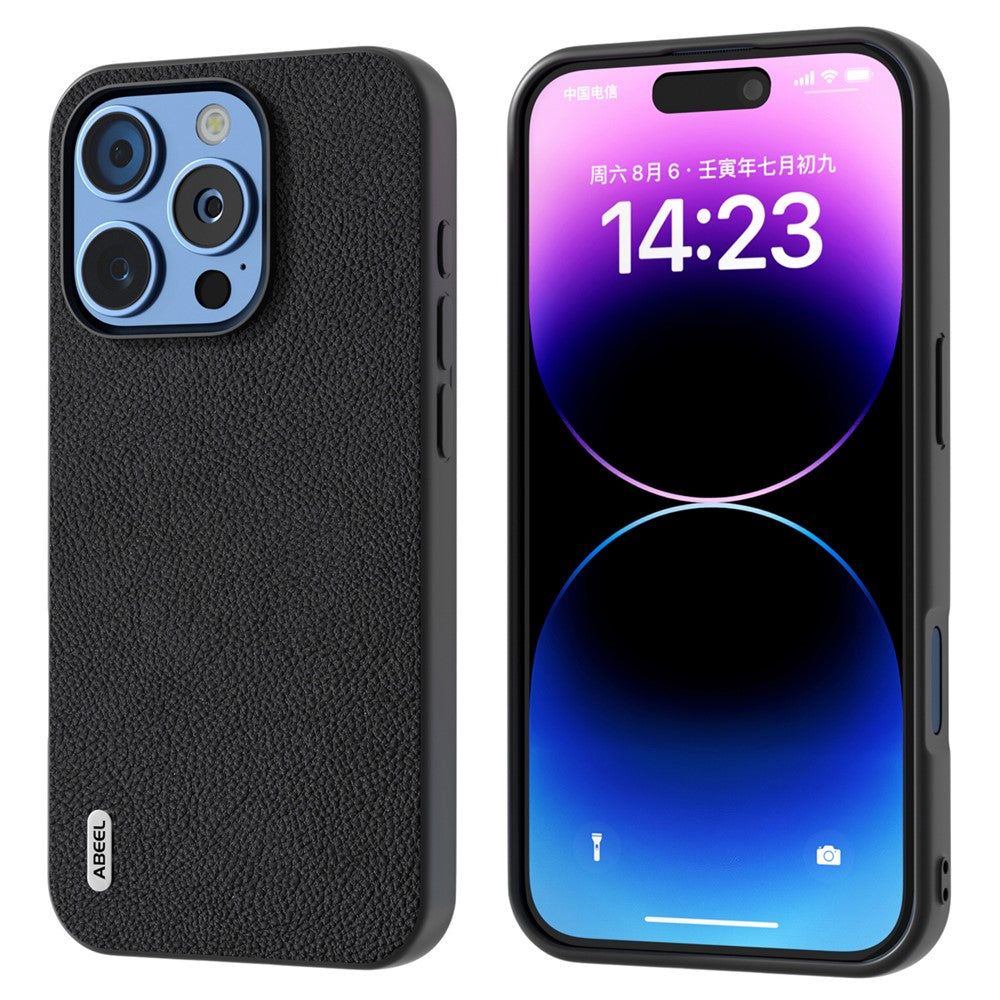 ABEEL For iPhone 16 Pro Cases Genuine Cow Leather+PC+TPU Phone Cover