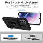 Metallringstödsskal för Samsung Galaxy S21 4G / 5G, Hårt PC + Mjukt TPU-skyddande kameraskal