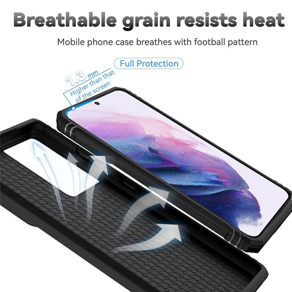 PC + TPU Hybridskal för Samsung Galaxy S21 Ultra 5G, Skjutbart Kameraskydd Metallring Stativ mobilskal