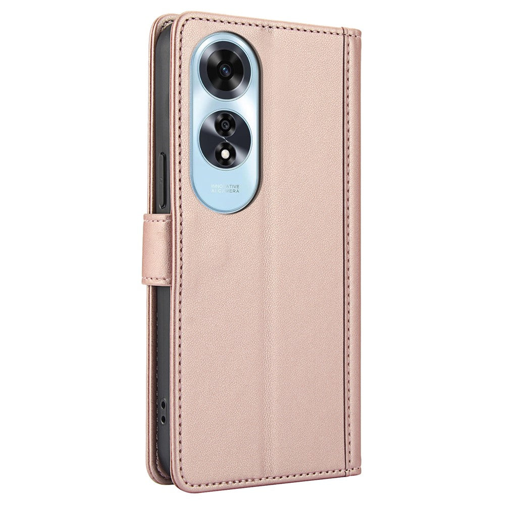 SY-003 For Oppo A60 4G Case PU Leather Stand View Phone Wallet Cover with Hand Strap