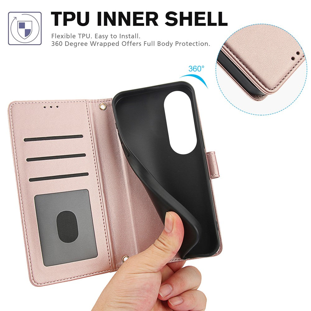 SY-003 For Oppo A60 4G Case PU Leather Stand View Phone Wallet Cover with Hand Strap