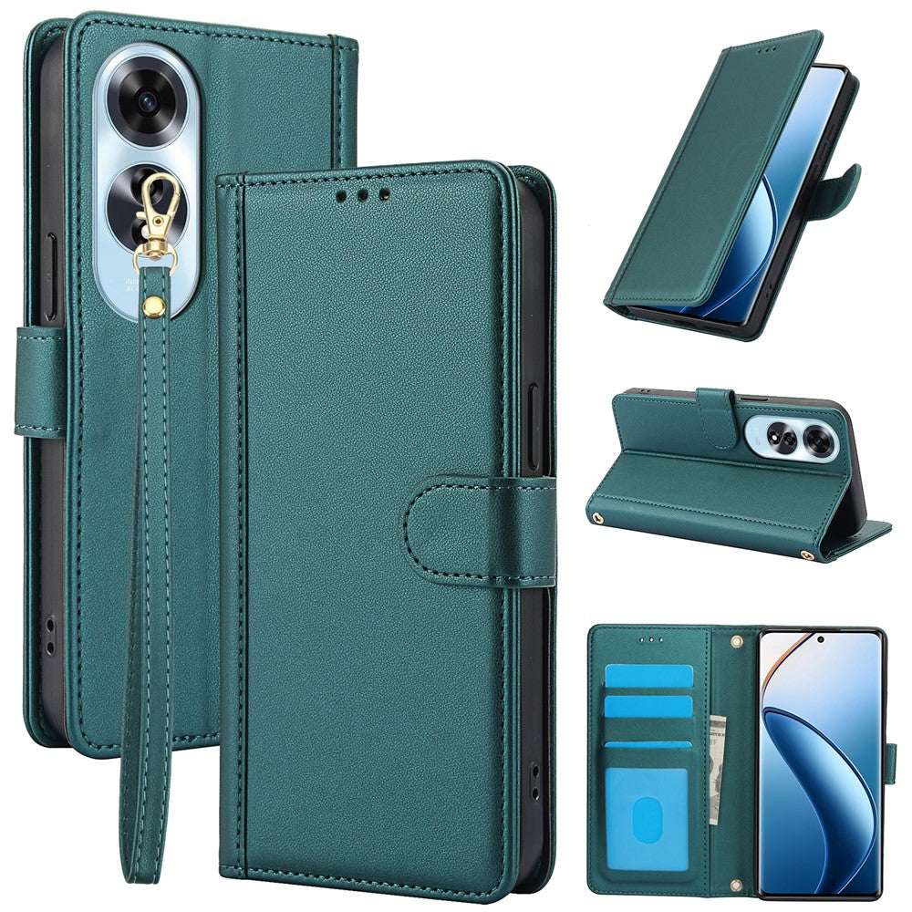 SY-003 For Oppo A60 4G Case PU Leather Stand View Phone Wallet Cover with Hand Strap