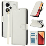 SY-003 For Xiaomi Redmi Note 13 Pro+ 5G Case PU Leather Stand View Phone Wallet Cover with Hand Strap