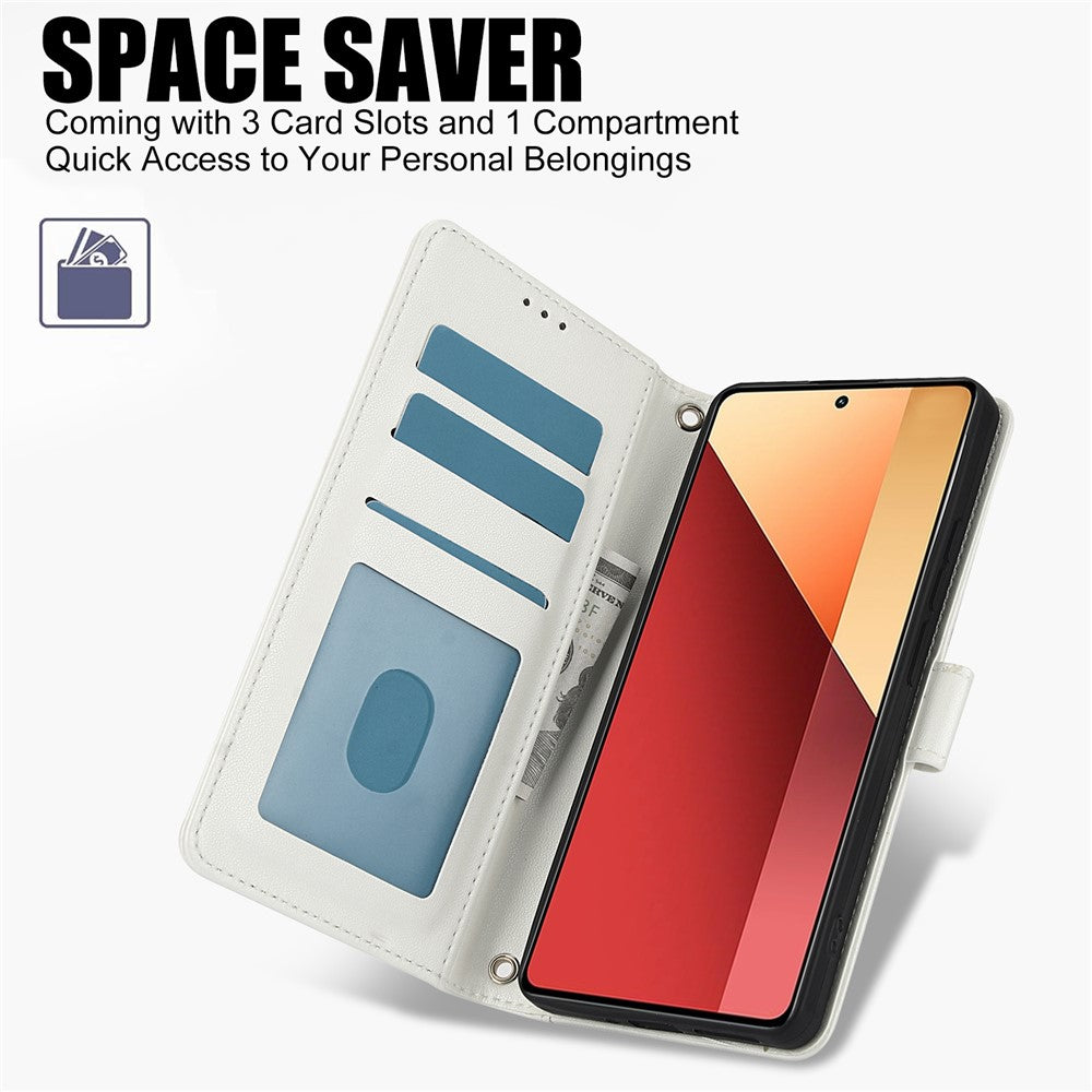 SY-003 For Xiaomi Redmi Note 13 Pro+ 5G Case PU Leather Stand View Phone Wallet Cover with Hand Strap