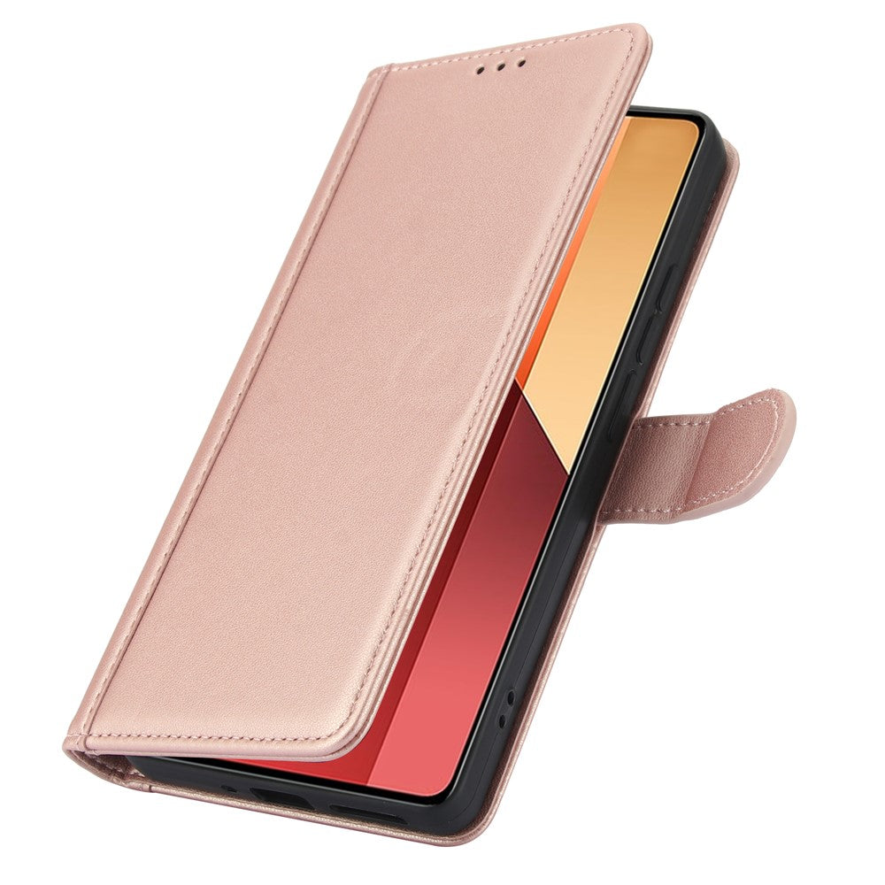 SY-003 For Xiaomi Redmi Note 13 4G Case PU Leather Stand View Phone Wallet Cover with Hand Strap