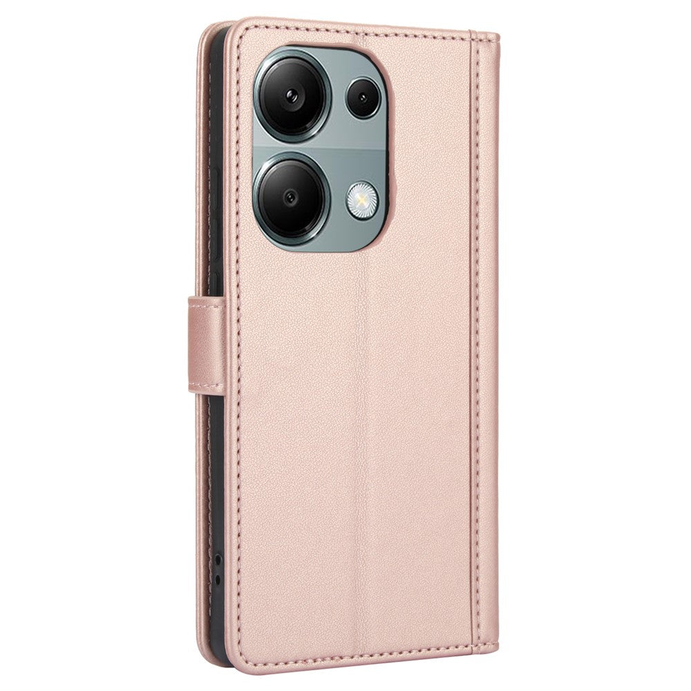 SY-003 For Xiaomi Redmi Note 13 4G Case PU Leather Stand View Phone Wallet Cover with Hand Strap