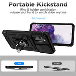 Metal Ring Kickstand Case for Samsung Galaxy S20 4G / 5G, Slide Camera Protection PC + TPU Dual Layer Phone Cover