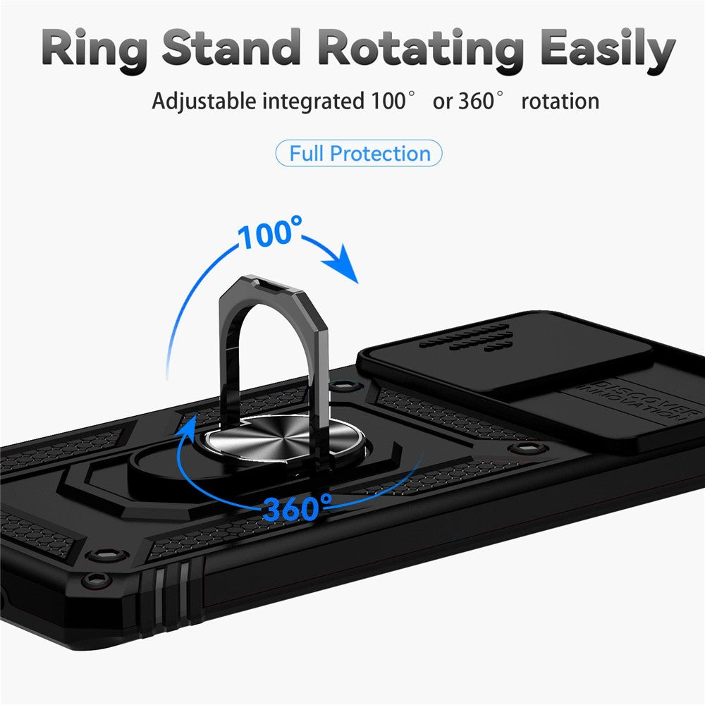 Metal Ring Kickstand Case for Samsung Galaxy S20 4G / 5G, Slide Camera Protection PC + TPU Dual Layer Phone Cover
