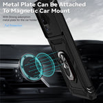 Hard PC + Soft TPU Phone Case for Samsung Galaxy S20 Ultra, Metal Ring Kickstand Anti-drop Cover with Slide Camera Protection