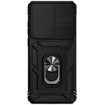 Hard PC + Soft TPU Phone Case for Samsung Galaxy S20 Ultra, Metal Ring Kickstand Anti-drop Cover with Slide Camera Protection
